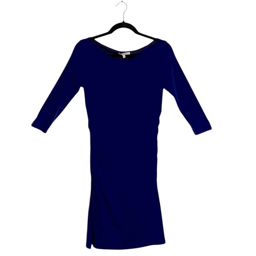 RW & CO Women's Royal Blue Ruched Midi Formal Evening Dress